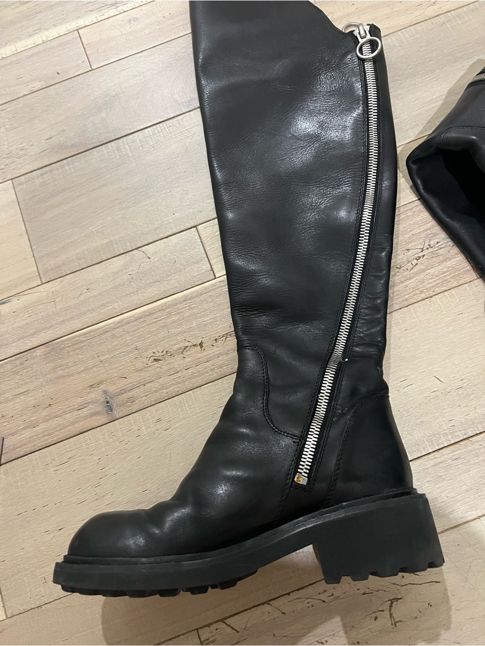 Ash Black Over-the-Knee Zip Combat Boots - Picture 3 of 7